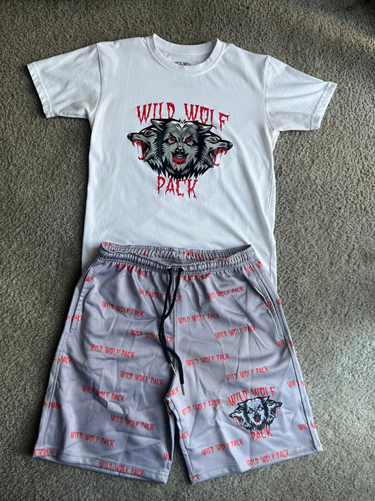 Wild Wolf Pack T-Shirt & Shorts Set (Light Grey)